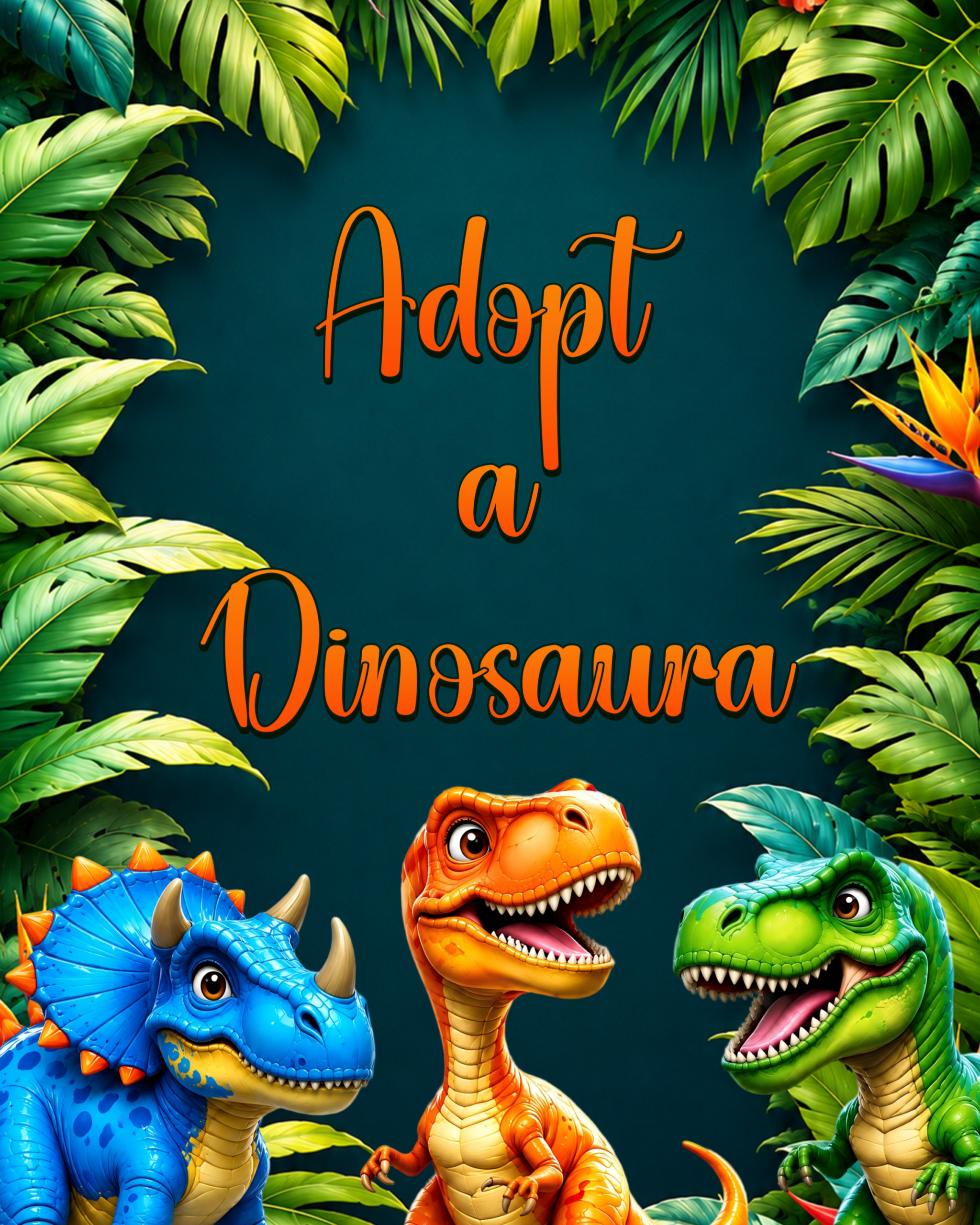 Cartoon Dinosaur Table Sign 8x10in party tool preview