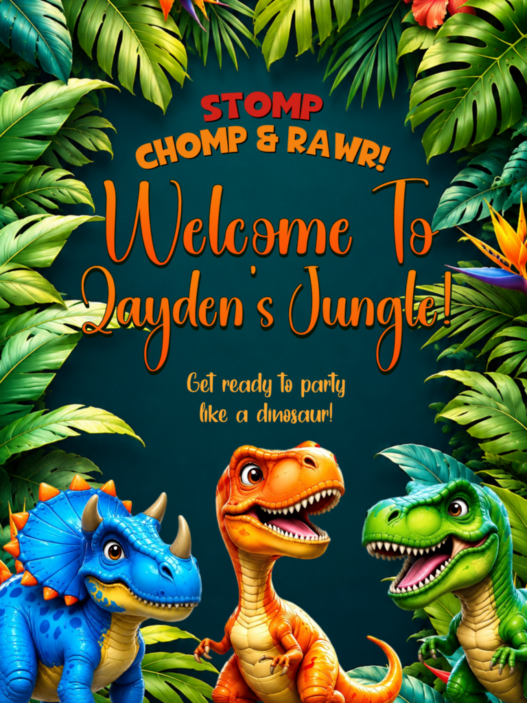 Cartoon Dinosaur Welcome 18x24in party tool preview