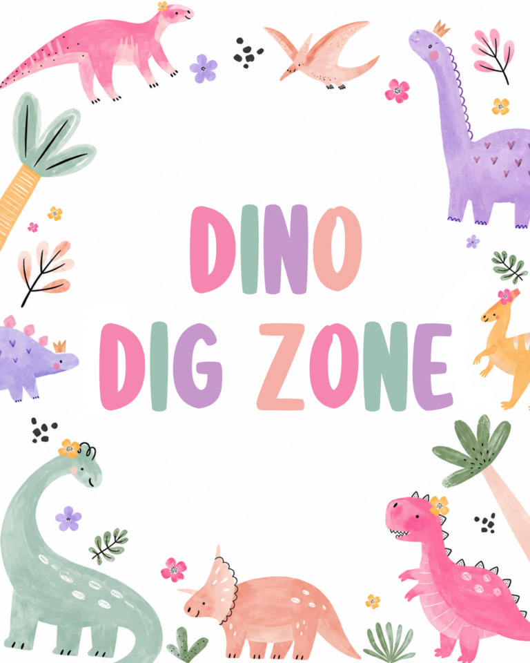 Cute colorful dinosaur Table Sign 8x10in party tool preview
